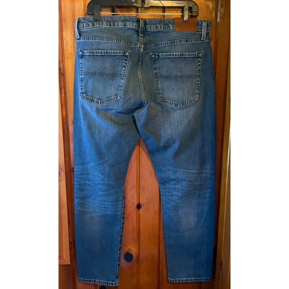 Lucky Brand Mens 36x30‎ Straight Leg Jeans Medium Wash Denim Blue Whiskered